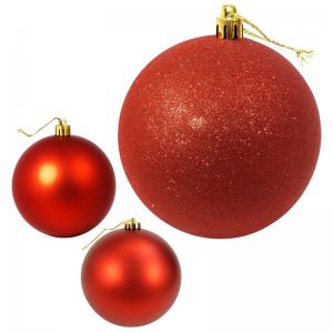 Bola de Natal Vermelha 150Mm com Glitter Metálico