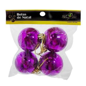 Bola Natal 50Mm Met.roxo C/2 Bolas