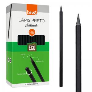 Lápis Preto Hb Sextavado Resina Brw Escolar 144 Unidades