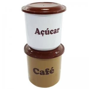 Kit Porta Mantimentos Plástico Café/Açúcar 850Ml