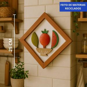 Quadro Decorativo Frutas Entalhadas Madeira 25Cm