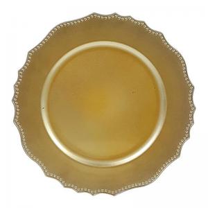 Sousplat Redondo Borda Dourado 33 Cm - Grillo