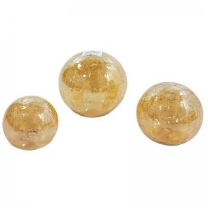 Trio Bolas de Vidro Ambar Craquêle - Cristais Prisiense