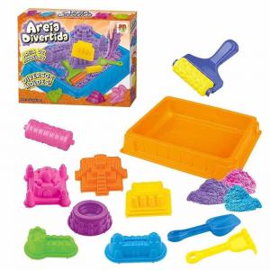 Areia Divertida de Modelar Kit Castelo 900G + 6 Itens - Dm Toys- Ddc
