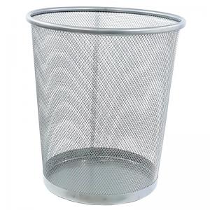 Lixeira Telada Redonda Prata 27Cm - Escritório Elegante