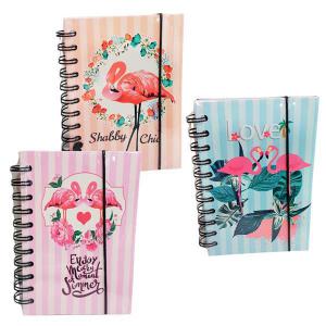Cederneta para Anotações com Pauta Feminina Decorada Flamingo Sortidas com 120 Folhas - Centro Oeste