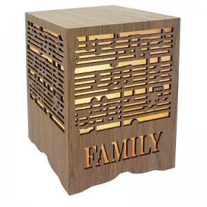 Luminaria Madeira com 30 Led Decorativa Caixa com Frase Family 17X13X13Cm - Rio Master