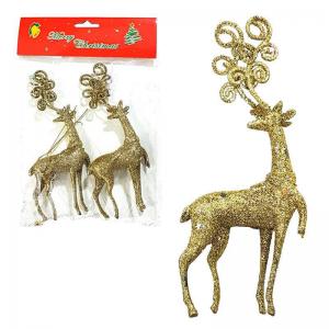 Enfeite Natal Rena com Glitter Dourado - Centro Oeste