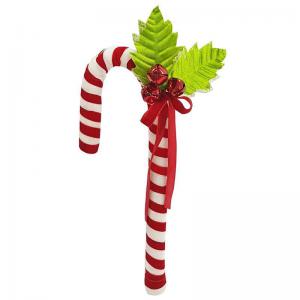 Enfeite Natal Bengala Decorada com Sino Vermelho e Branco - Grillo