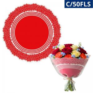 Plástico de Embalagem Flores Redondo 48Cm Estama Isabelli Vermelho C/50Fls - Cromus
