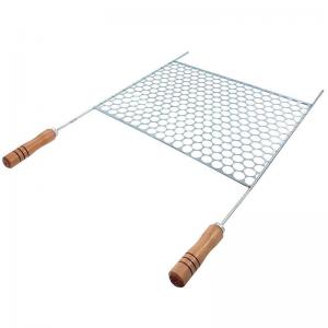 Grelha para Churrasco Moeda 50X40 com Cabo Madeira - Madefer