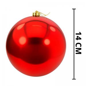 Bola Natal 140Mm Decorada Metalizada Vermelha Unidade - Wincy Natal