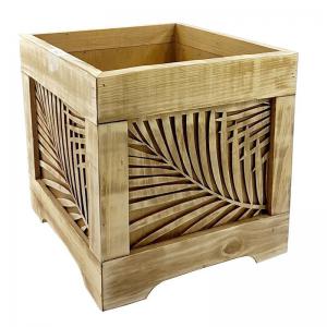 Cachepot Madeira Selva Colonial 36X36X36Cm Pequeno - Branca Cestas