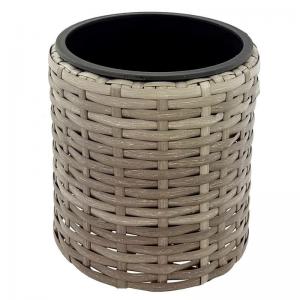 Vaso Plástico Redondo Vietnamita Rattan Cinza Grande 18X16Cm - Grillo