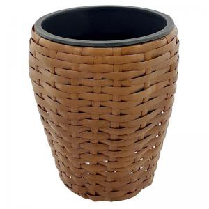 Vaso Plástico Redondo Vietnamita Rattan Marron Pequeno 20X16Cm - Grillo