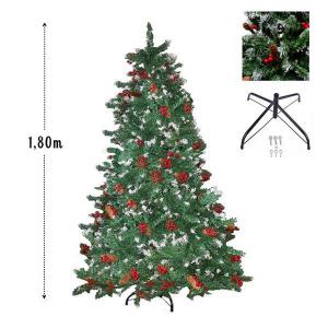 Arvore Natal Pinheiro Nevada com Pinhas Vermelha 180Cm/1050 Galhos Pé de Ferro - Centro Oes
