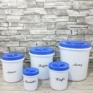 Porta Mantimentos Plástico Redondo Tampa com Rosca com 5 Peças -  Ercaplast