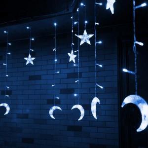 Pisca Cascata Led Azul 138 Lampadas com Lua e Estrela 127V/3Mt -  C.o