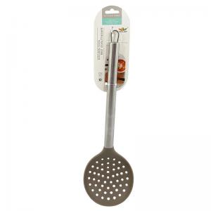 Escumadeira Silicone Cabo Inox Cinza Cozinha Profissional