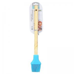Pincel de Silicone Azul 26Cm Cabo Madeira
