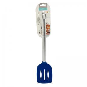 Espátula Silicone Azul Cabo Inox Cozinha Prática