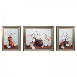 Quadro Parede Trio Rosas com Vaso Grande 80X60/80X100/80X60Cm - Centro Oeste