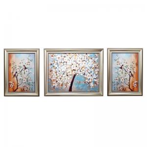 Quadro Trio Cerejeira Branca Decorativo Grande 80X60Cm/80X100Cm/80X60Cm