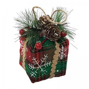 Enfeite Natal Caixa de Presente Flocos de Neve 5,5Cm - Master