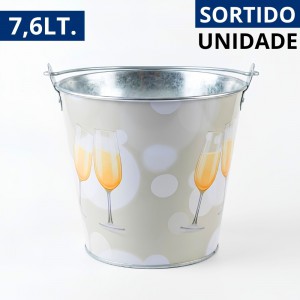 Balde para Vinho Aluminio Decorado 7,6 Litros - Imporiente - Ddn/Ddp/Ddm