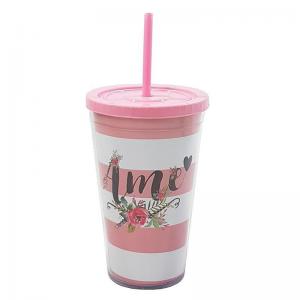 Copo Plástico com Canudo e Frase "Ame" 500Ml - Lumni
