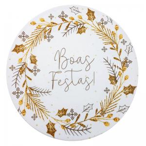 Prato Sobremesa Natalino Melamina Decorado 15Cm