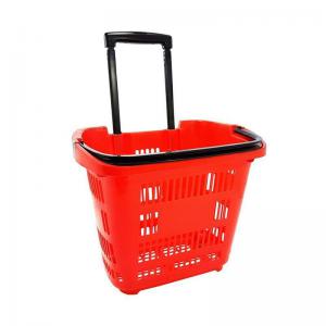Cesto Supermercado Plástico C/ Rodas 34L Vermelho - C.o