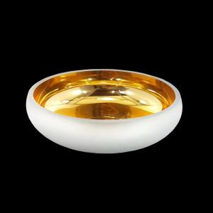 Vaso de Vidro Pérola Fosco com Dourado 20Cm - Sanpan