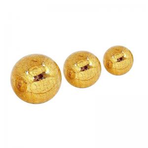 Trio Bolas de Vidro Craquêle Ambar Espelhada com 3 Bolas G/M/P- Cristais Prisiense