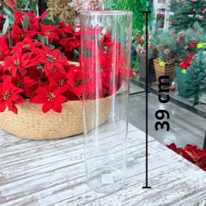 Vaso Vidro Transparente Tubo Incolor 39X10Cm Decoração Arranjos Flores Moderno
