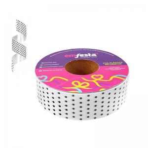 Fita Decorativa Emfesta 30Mmx50Mt. Estampada Branco Poa Preto - Emfesta