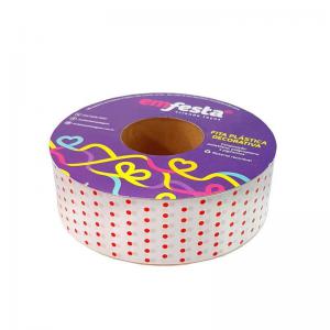 Fita Decorativa Emfesta 30Mmx50Mt. Estampada Branca Poa Vermelho - Emfesta