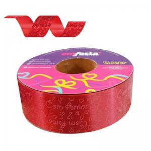 Fita Decorativa Emfesta 30Mmx50Mt. Estampada com Coração e Frase - Emfesta