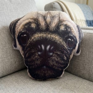 Almofada Pelúcia Formato Rosto Pug 40cm - Nsw - Ddn