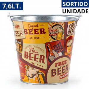 Balde para Cerveja Aluminio Decorado com Abridor 7,6Lt. - Casita