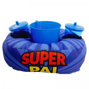 Almofada Pelucia Pipoqueira com 1 Balde e 2 Copos com Canudo Frase Super Pai - Manuque