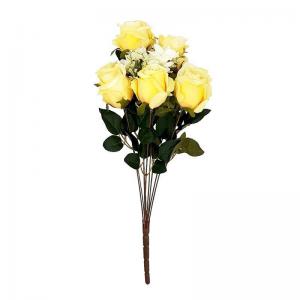Buque de Rosas Amarelo Outono com 9 Galhos 50Cm - Grillo