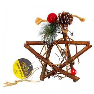Enfeite Natal Estrela para Pendurar Galho Natural com Pinha 15Cm - Wincy Natal