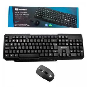 Teclado com Mouse Sem Fio Preto - Infowise
