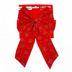Laço Natalino Vermelho Glitter 20Cm Decoração Festiva