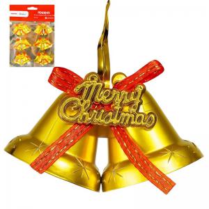 Enfeite Natal Sino Duplo Decorado Dourado com Laço 6 Unidades - Master Christmas
