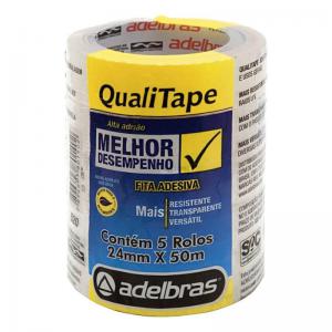 Fita Adesiva 24Mmx50Mt Qualitape Transparente com 5 Unidades - Adelbras