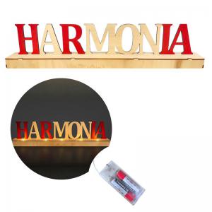 Enfeite de Mesa Luminoso com Frase Harmonia 50X5Cm - Wincy Natal