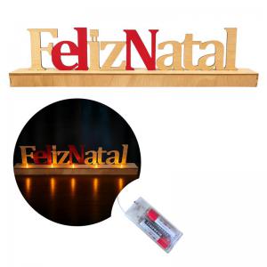 Enfeite de Mesa Luminoso com Frase Feliz Natal 12X50X5Cm - Wincy Natal