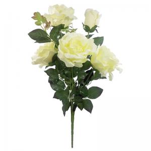 Buque Rosa Aberta e Folhagens com 5 Galhos 75Cm - Cp Import